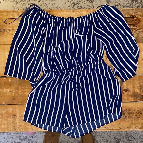 Ambiance Other - Blue and white striped romper